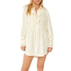 Free People Bella Ruffle Tunic Top sz S